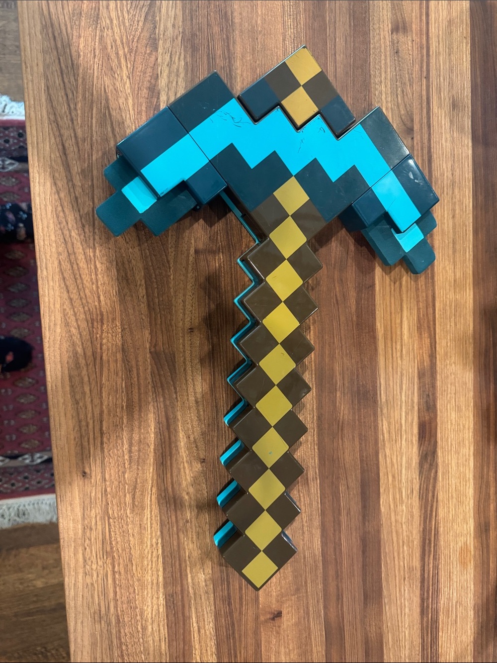 Diamond Pixel Pickaxe Kids Toy - Blue and Gold Used